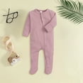 thumbnail image 2 of Karoyedx Baby Boy Winter Romper Newborn Baby Boy Fall Outfit Romper Letter Embroidery Long Sleeve Jumpsuit Bodysuit Infant Winter Waffle Clothes Pink Size,9-12 Months, 2 of 4