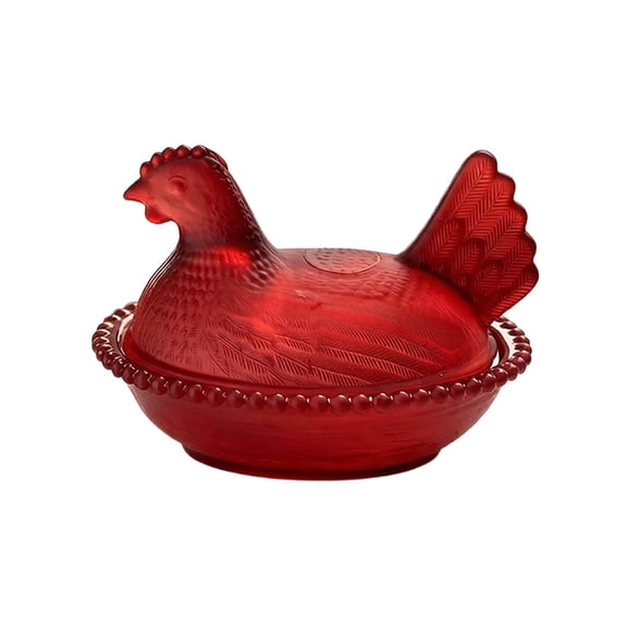 Hen-Shaped Glass Snack Bowl, Chicken Candy Tray with Lid, Rustic Home Decorative Candy Dish, for Kitchen Counter, Dining Table & Home Holiday Party DecorClaret)