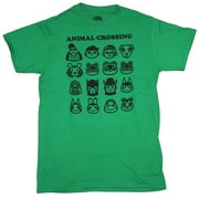 Animal Crossings Mens T-Shirt - Baabara Tom nook Resetti Slider Isabelle Heads Allover (X-Large)