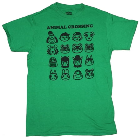 Animal Crossings Mens T-Shirt - Baabara Tom nook Resetti Slider Isabelle Heads Allover (X-Large)
