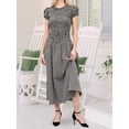 thumbnail image 3 of Black Gingham Shirred A-Line Midi Dress With Puff Short Sleeves Smocked Waist Flowy Ruffle Boho Sundress, 3 of 7
