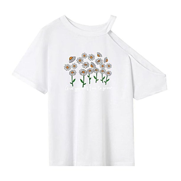 Camiseta para mujer con cuello redondo, camiseta femenina de recuerdo, camisetas de verano para oficina y calle L