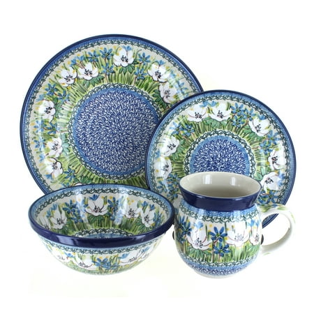 

Blue Rose Polish Pottery Song of Spring 4 Piece Place Setting - Service for 1