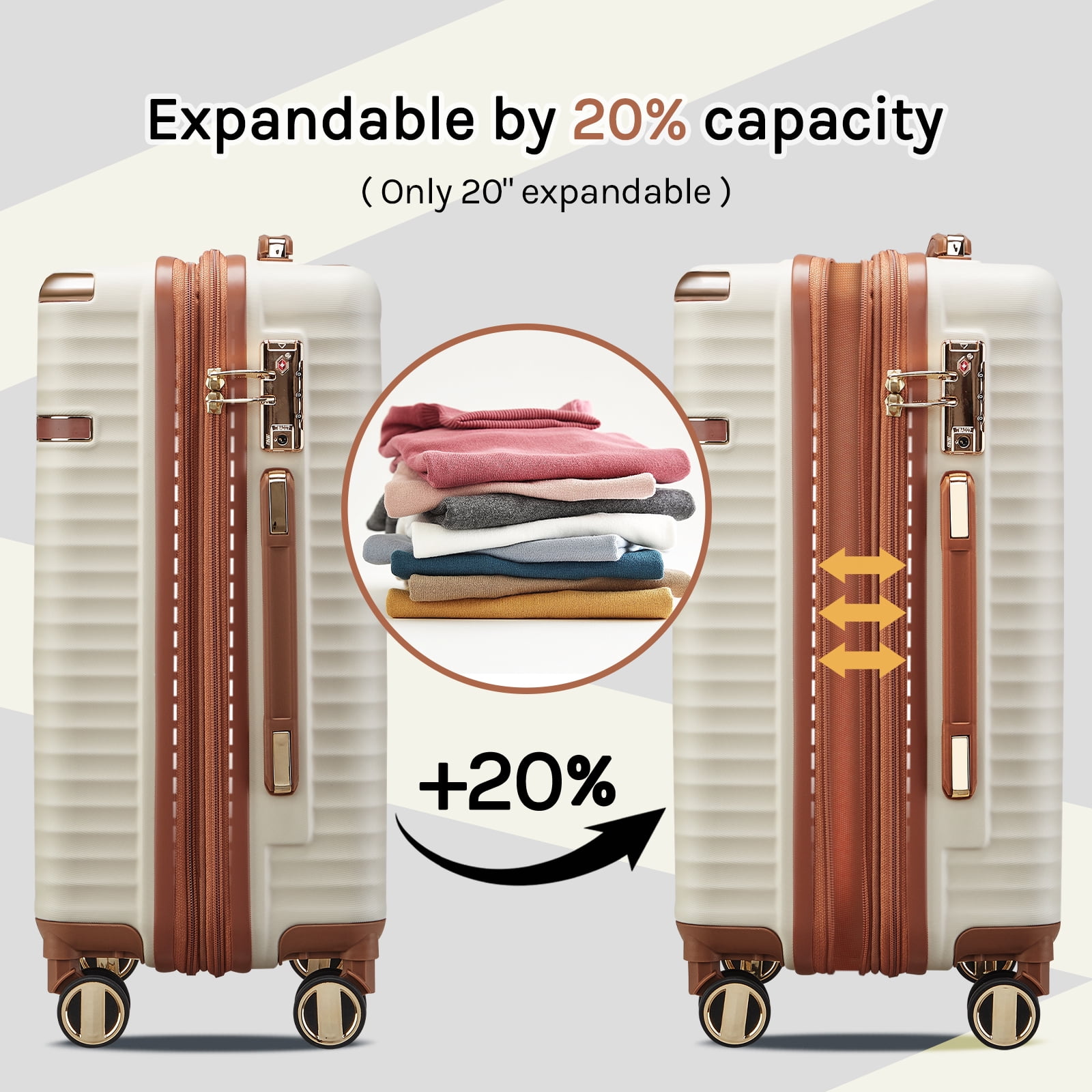 Joyway 3-Piece Carry-On Luggage Set with Swivel TSA Lock and Leather Carry Bag