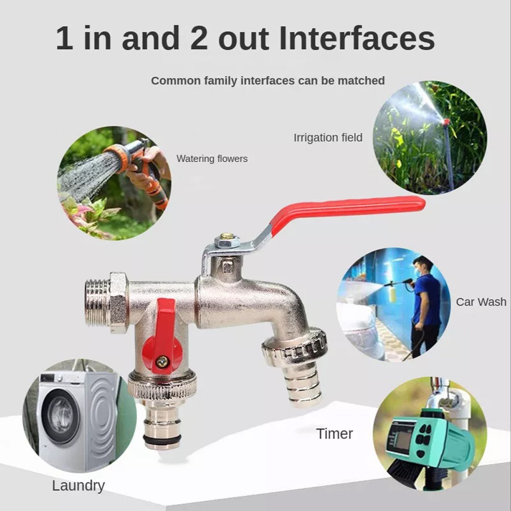 1/2" Single/Double Outlet Valve Garden Irrigation Water Tap Faucet Anti-Freeze Double