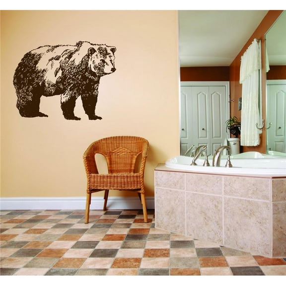 Do It Yourself Wall Decal Sticker Hunting Bear Black & White 15x25"