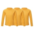 thumbnail image 2 of dPois Girls Basic Stretch Tees 3 Packs Long Sleeve T-Shirt Fleece Undershirt Thermal Base Layer Tops Yellow 140, 2 of 7