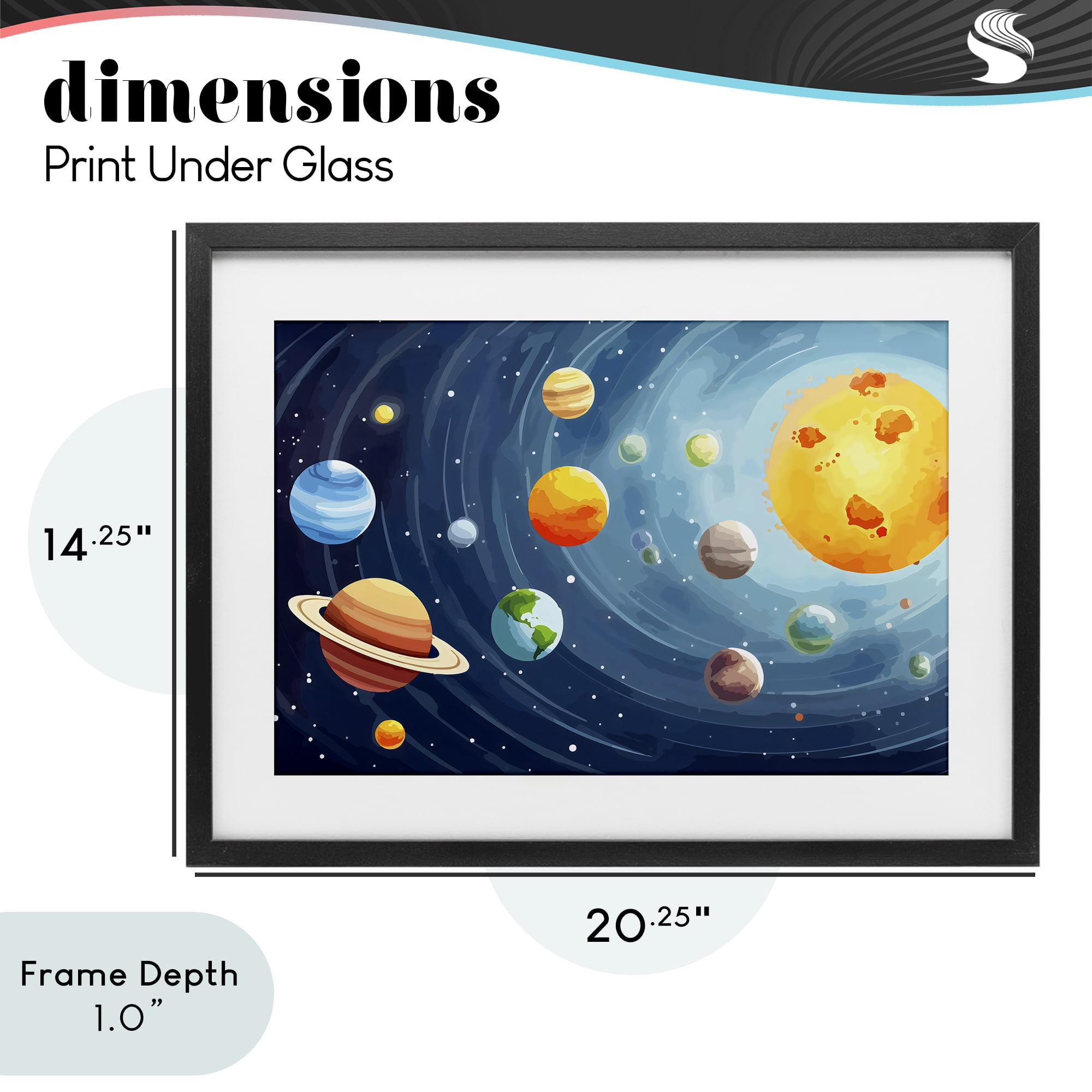 Stupell Industries Solar System Planets Orbit Black Framed Print Under Glass, design by Creative Studio
