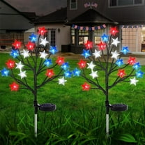 Solar 4th of July Decorations Outdoor Lights, Solar Red White and Blue Star Pathway Lights, Waterproof Outdoor Patriotic Decorations Lights for July 4th Memorial Day Garden Yard Pathway Grave(1pcs)