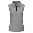 thumbnail image 6 of Nestiefly Womens Sleeveless Golf Shirts - Quarter Zip UPF 50+ Collared Polo Shirts, Quick Dry Zip Up Tennis Sports Active Tee Gray M, 6 of 7