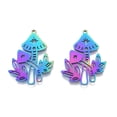thumbnail image 2 of 20pc Ion Plating(IP) 201 Stainless Steel Pendant Hollow Charms Mushroom Rainbow Color 35x28x1.5mm Hole: 1.4mm, 2 of 3