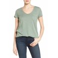 thumbnail image 1 of Caslon Rounded V-Neck T-Shirt in Green Dune, size XXS, 1 of 1
