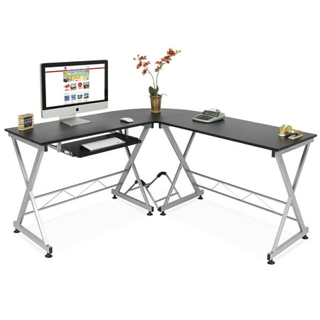 Best Choice Products Modular 3-Piece L-Shape Computer Desk Workstation for Home, Office w/ Wooden Tabletop, Metal Frame, Pull-Out Keyboard Tray, PC Tower Stand - (Best Console Dive Computer)