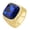 Gold-Blue, variant on Men's Gold Stainless Steel Square Gemstone Rings Black Size 7