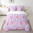 thumbnail image 3 of Manfei Cartoon Pug Twin Bedding, Love Heart Balloon Bedding Comforter Set, Purple, Reversible, 7 Pieces, 3 of 6