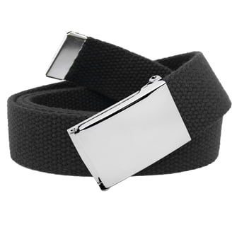 Classic Adjustable Military Web Belt – 58 To 59 Inch Canvas Strap – Black – One Size Fits Most – Buckle Included