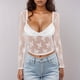 thumbnail image 1 of MHFRRA Nuevas Blusas de Encaje Sexys de Color Sólido para Mujer, Ropa Interior Informal de Manga Larga, Camisetas de Malla con Parte Inferior Blanco, 1 of 5