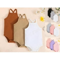 lmcalzta 3PCS Baby Clothes Summer Rompers Toddler Onesie Breathable Infant Bodysuits,Easy Snap Closure & Spaghetti Strap(6M-2T)