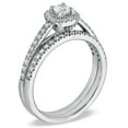 thumbnail image 3 of Lustrous Halo Diamond Bridal Set 1 Carat Round Cut Diamond on Gold, 3 of 3