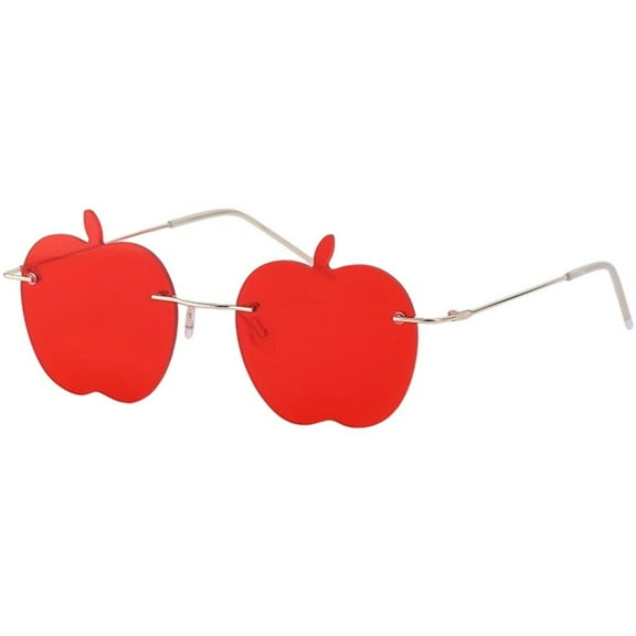 Women Frameless Sunglasses, Apple Shaped Rimless Sunglasses, Fun Red Decorative Party Glasses for Parties Photography Props and Halloween Events