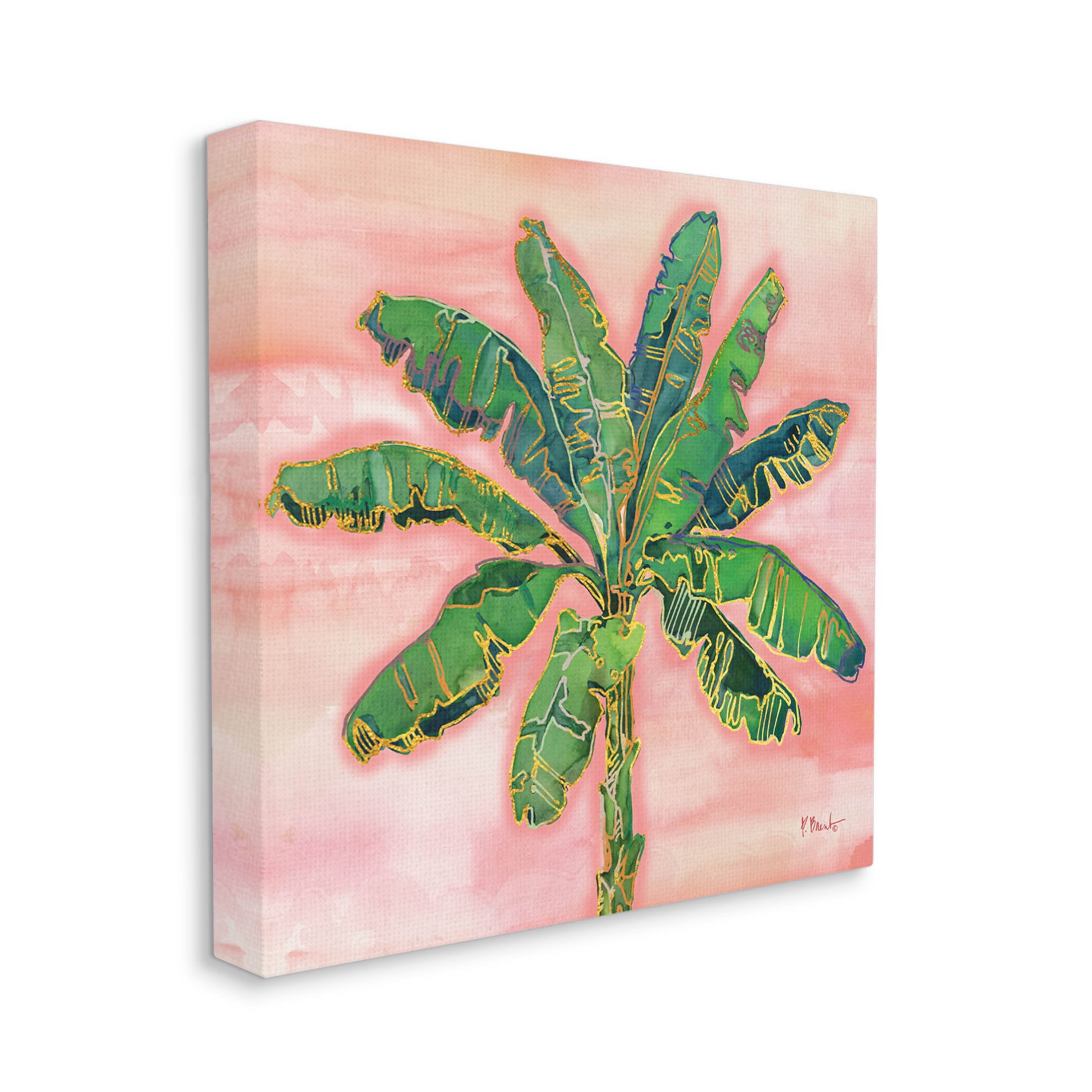 Contemporary Palm Tree Leaves Botanical & Floral Graphic Art Gallery Wrapped Canvas Print Wall Art