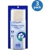 (3 pack) (3 Pack) Equate Cotton Swabs, 500 Count