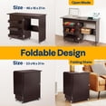 thumbnail image 4 of SPECSTAR Folding Sewing Craft Table, Rolling Sewing Machine Desk with Storage Shelves, Sewing Cabinet with Lift for Small Spaces, Dark Brown, 4 of 7