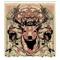 thumbnail image 3 of Ambesonne Antler Shower Curtain, Floral Skull and Wolves, 69"Wx84"L, Black Beige Pink, 3 of 5