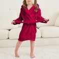 thumbnail image 5 of NOLDARES Boys Fleece Robe Girls Hooded Bathrobe Toddlers Soft Fuzzy Robe for Kids,Wine,3-4 Y, 5 of 9