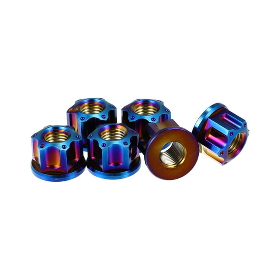 Unique Bargains 6pcs Titanium Alloy M10 Pitch 1.25mm Flange Bolt Nut for Bicycle Motorcycle Blue