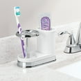 thumbnail image 3 of mDesign Bathroom Toothbrush/Toothpaste Dental Storage Organizer - White/Chrome, 3 of 7