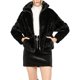 thumbnail image 1 of Abrigo Peacoat Corto de Pelaje Sintético con Cremallera y Cuello Vuelto para Mujer Allegra K Negro L, 1 of 6