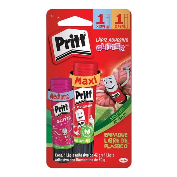 Lápiz Adhesivo Pritt Original 42 g + Lápiz Adhesivo con Diamantina 20 g
