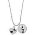 thumbnail image 1 of Delight Jewelry Silvertone Music Note in Heart Silvertone Script Initial Disc - J - Charm Necklace, 20"+3", 1 of 4