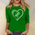 thumbnail image 2 of Hauts Tuniques pour Femmes Grande Taille, Mode pour Dames, Imprimé de la Saint-Patrick, Imprimé Décontracté, Col Rond, Manche de 7 Pouces, Haut pour Femme Vert P, 2 of 4