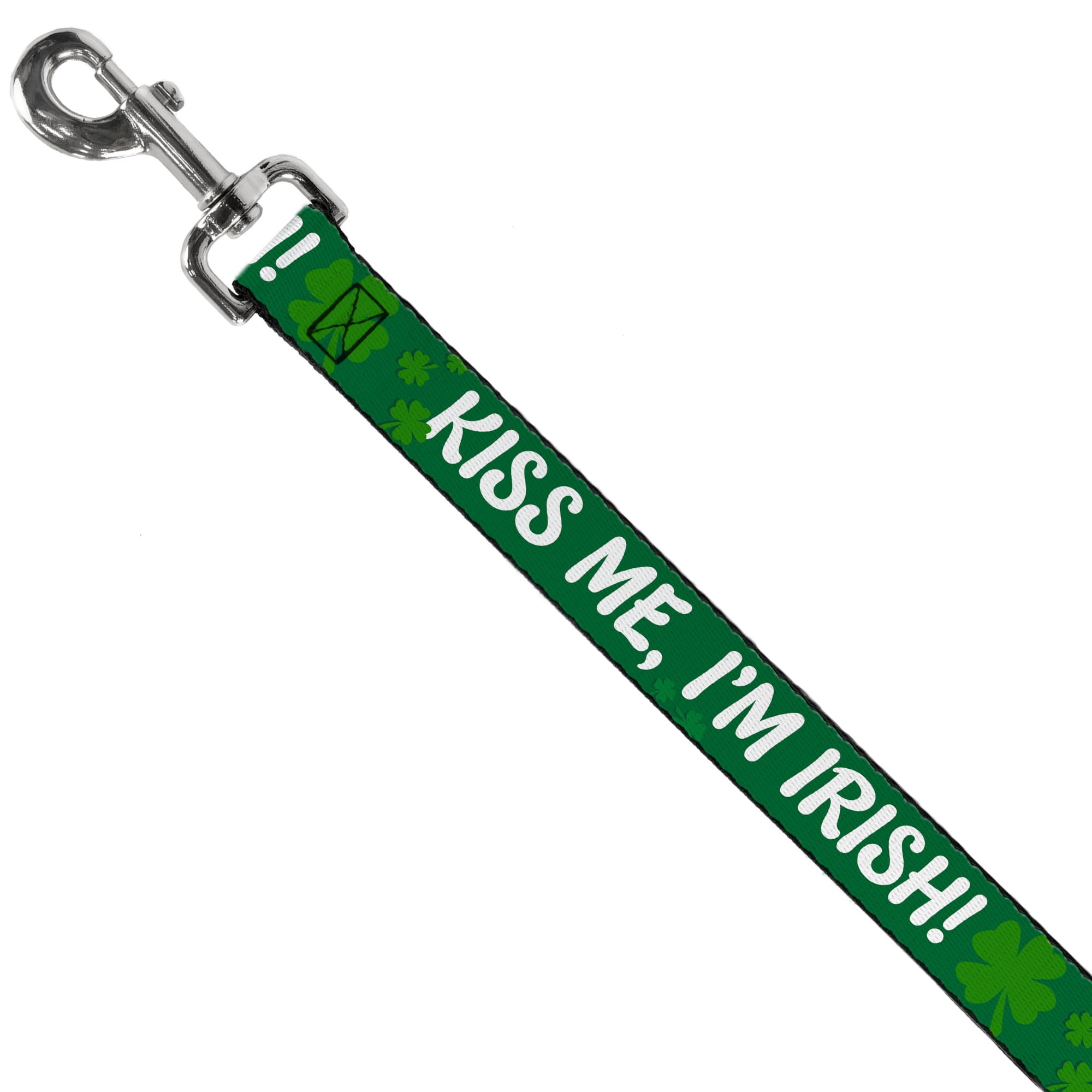 Buckle-Down Pet Leash, Dog Leash, Kiss Me Im Irish Clovers Green White, 6 Feet Long 1.0 Inch Wide