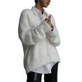 thumbnail image 2 of jjayotai Clearance Women's Fuzzy Knit Cardigan, Button Up V Neck Oversized Slouchy Furry Sweater Coat Outwear Top, 2 of 5