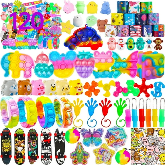 Pop Party Favors Toys for kids, Fidget Toys Pack, Birthday Gift, Prize Box Toys for All Ages kids,Birthday Party, School Classroom Rewards For Kids