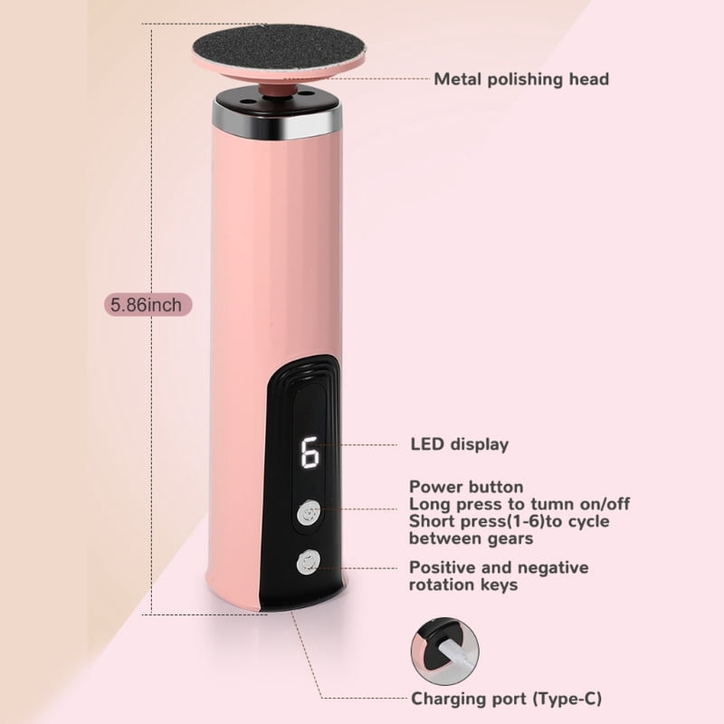 Electric Foot File Callus Remover USB Charging Ergonomic Handle ABS Texture