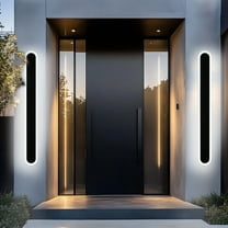 Melucee 2 Pack 48inch Long Oval Outdoor Modern LED Wall Light, 3000K-6000K Dimmable Outdoor Wall Sconces Waterproof Wall Mount Lighting Fixture Rectangular Black Wall Lights for Porch Garage