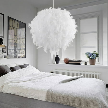 - Modern Luxury Feather Ball E27 Ceiling Chandelier Pendant Light Shade Floor Lamp Decor Droplight for Home Living Room Bedroom Corridor or Great Hotels