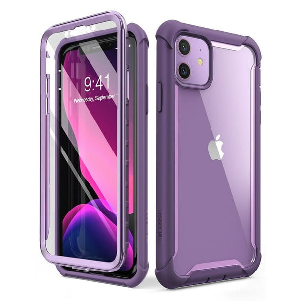 I Blason Ares Case For Iphone 11 6 1 Inch 19 Release Dual Layer Rugged Clear Bumper Case With Built In Screen Protector Purple Walmart Com Walmart Com