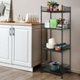 thumbnail image 6 of 4 Tier Bathroom Storage Rack Metal Shelving Unit Organizer with Wood Shelves, Black, 6 of 7