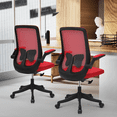 thumbnail image 4 of Magshion Set of 2 Office Task Chair, Ergonomic Adjustable Reception Seat with Backrest Flip-Up Arms Lumbar Support, Red, 4 of 11