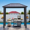 thumbnail image 4 of 5FT x 8FT Single Hardtop Iron-Roof Aluminum Frame BBQ Gazebo for Outdoor Cooking, 4 of 11