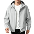 thumbnail image 2 of USNSM Mens Fleece Zipper Jacket Lightweight Insulated Water Resistant Windbreaker Hooded Fall Winter Jackets for Golf Casual Gray XL, 2 of 8
