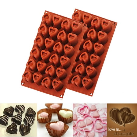 [2 Packs] iClover Silicone Flower Chocolate Molds, 6-Cavity Silicone DIY Baking Homemade Candy,Gummy,Jelly,Ice Cube Pan for Your Friends,Kids and Lover's as Valentine's Day