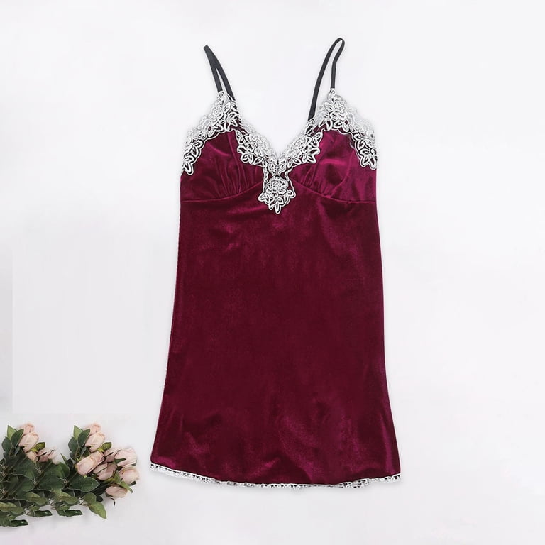 Yutk Maternity Dresses Women Gold Velvet Sling Skirt Sexy Lingerie Home Wear  Pajamas Nightdress Wine Xl - Walmart.com