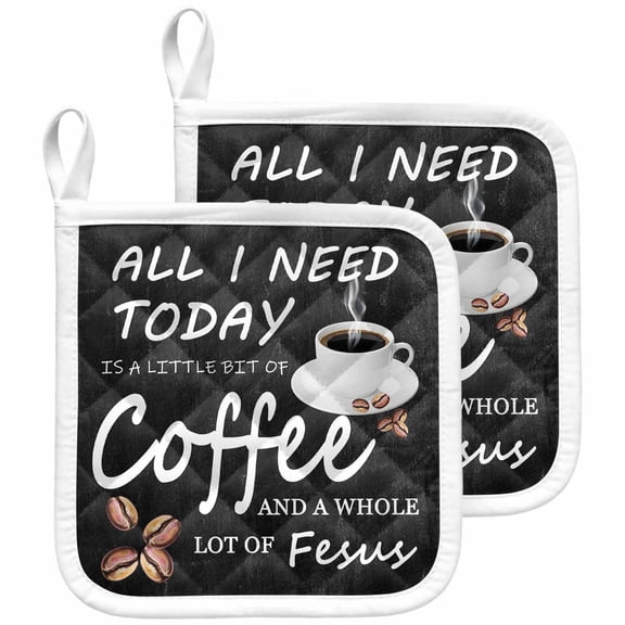 Vintage Coffee Pot Holders for Kitchen Heatproof Potholder, 2 Pack Farmhouse Coffee Beans Cup Country Hot Pads Multipurpose Oven Pads Cloth Potholders Trivet for Cooking and Baking