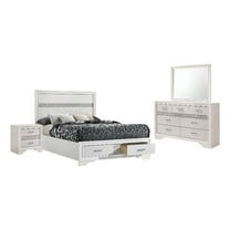 Pemberly Row 4-Piece Wood Eastern King Storage Panel Bedroom Set in White